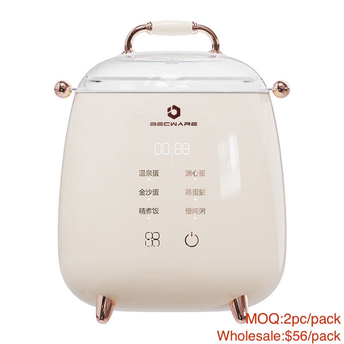 BECWARE Multifunctional Egg Cooker Smart Mini Electric Cooker 110V 2pc –  BEC&HOME
